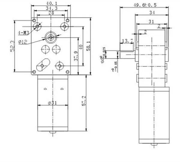 GM4058-31ZY DC 12V 8RPM High torque Turbo Motor Worm Geared Motor Reducer Motor