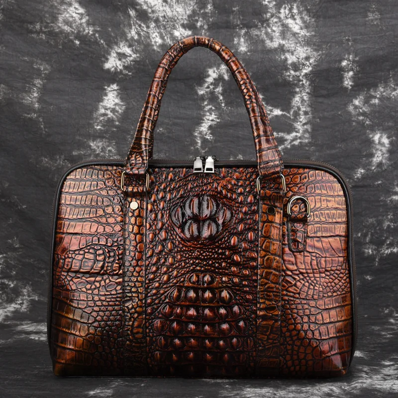 

Men Brush Leather Handbag 14 inch Laptop Briefcase Vintage Handmade Genuine Leather Crossbody Bag for Man Shoulder Bag 563