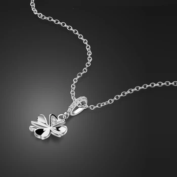

Genuine 100% 925 Sterling Silver Clover Pendant Necklace Wholesale Fashion Rose Gold exquisite woman Jewelry Gift