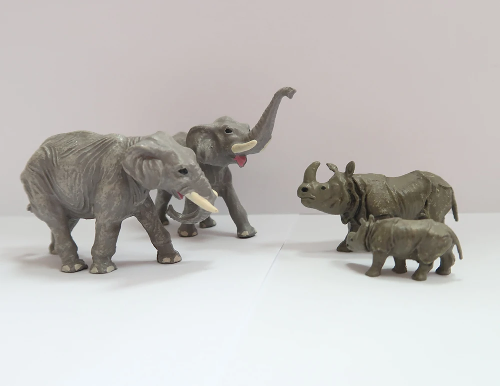 

1/87 Ho scale Jungle Animals Elephant and Rhino Figures Diorama Miniatures Sand Table Scene Micro Shot Props all for layout