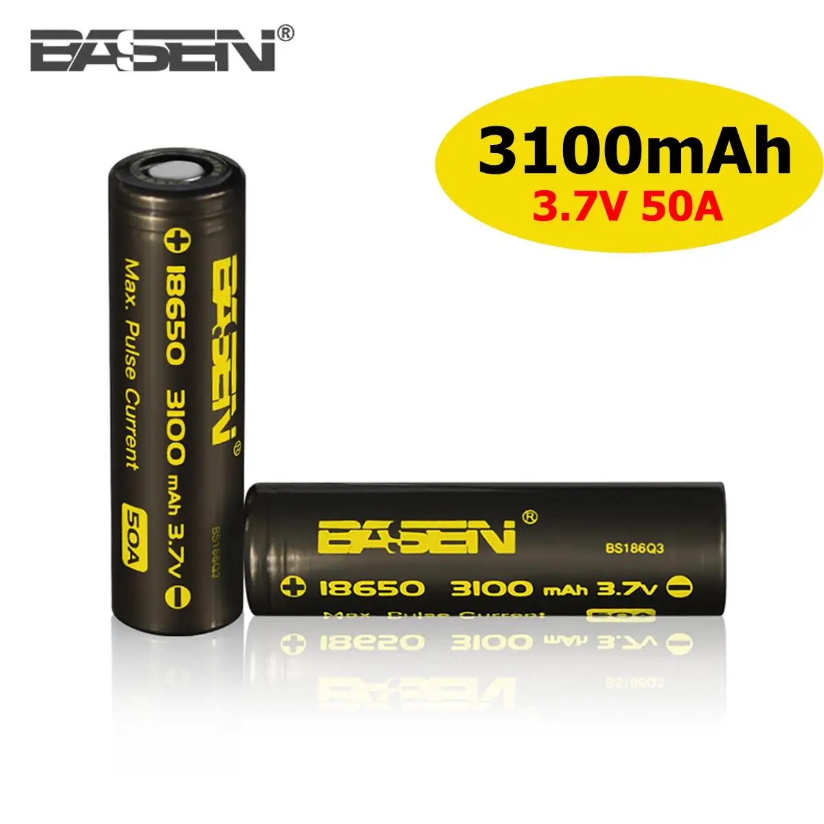 

2pcs 18650 Basen Battery lithium ion battery cvell 3.7V 3100mAh/50A higher capacity 18x 65mm