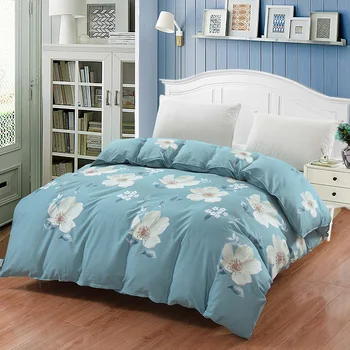 

Fashion White flowers duvet cover princess blue luxury quilt cover single double king ru europe family size 100% cotton textile