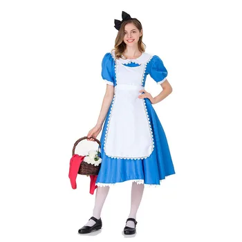 

Alice in Wonderland Party Cosplay Adult Women Alice Maid Costume Dress Uniform Sweet Lolita Dress Halloween Costumes for Women