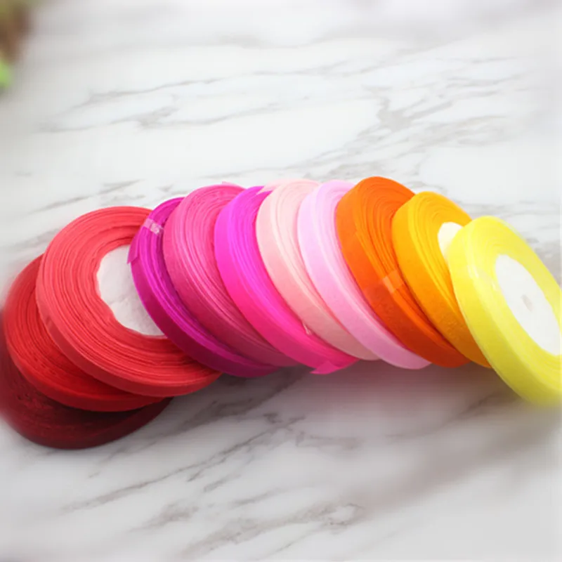 

10mm 45 yards / silky transparent voile scrolls ribbon for wedding party New Year's gift wrapping paper decoration diy material