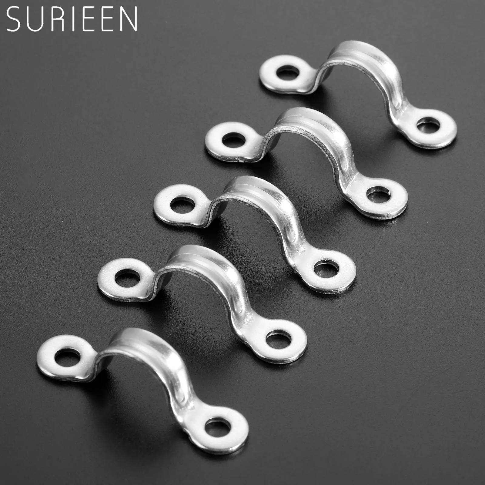 SURIEEN 5pcs Marine Grade 316 Stainless Steel Sheet Eye Lacing Straps Tie Down Anchor Strap Saddle Clip Boat Accessories 13*15mm