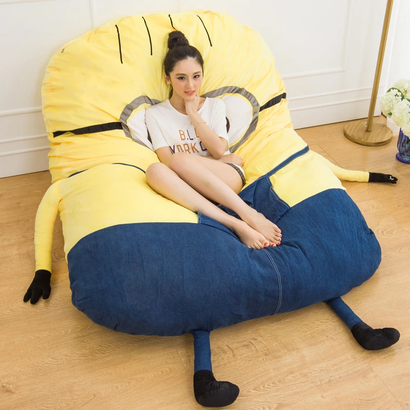 2016 minions tatami totoro double folding bed beanbag cartoon memory foam mattress cushion plush minion bed sofa