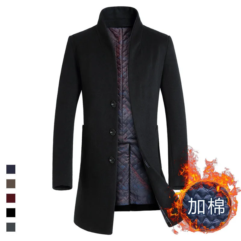 Mélanges De Nouveau noir Section Dans bleu Et Beige Coton Hommes Longue Des Épais Automne Laine Plus La Hiver 2018 ardoisé marron Manteau 7gYbfv6y