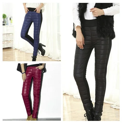 Women Winter Thicken Warm Pants Elastic Waist Casual Outwear Ladies Skinny Trousers Women