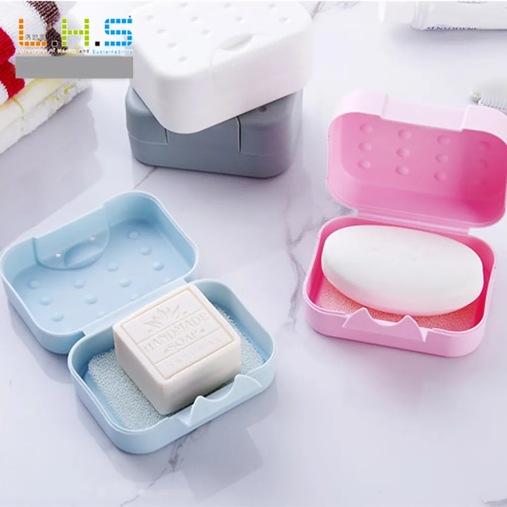 

New Plastic Soap Box Candy Color Soap Box Drain Box Bathroom Essential Tool Bathroom Dish Plate Holder Travell Soap Box Case