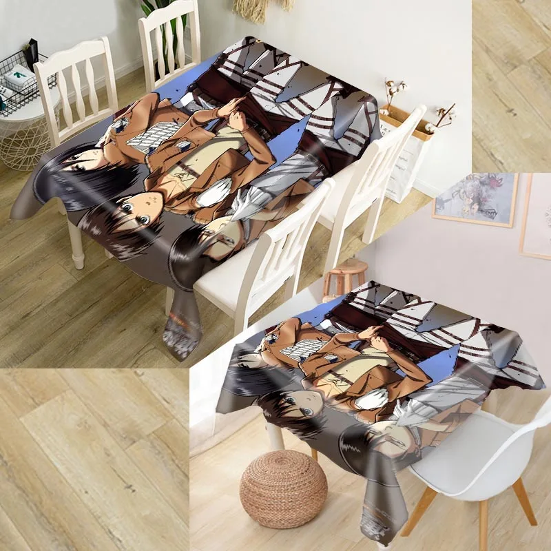 

Custom Attack on Titan Table Cloth Oxford Print Rectangular Waterproof Oilproof Table Cover Square Wedding Tablecloth