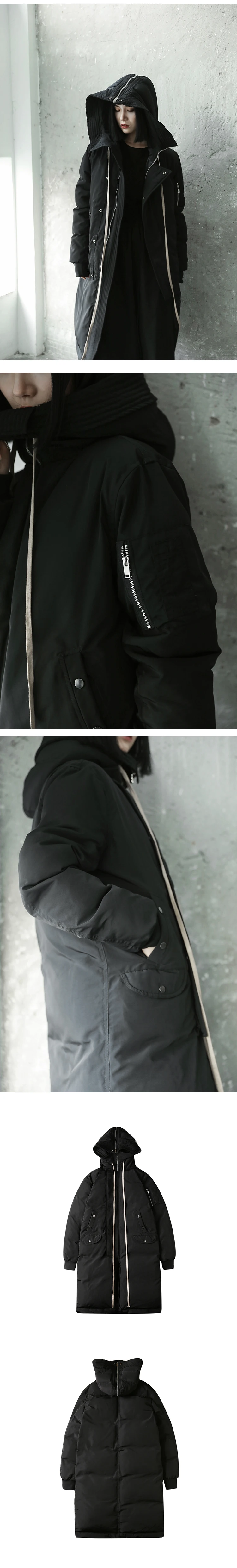 Cakucool Новая модная черная зимняя женская широкая Парка утепленная Длинная свободная повседневная накидка пальто в стиле панк хлопковые пальто женские парки