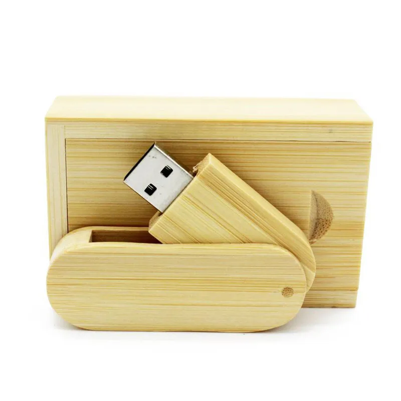 JASTER(более 10 шт бесплатный логотип) Вращающийся деревянный usb+ коробка USB флэш-накопитель Флешка 8 Гб 16 г 32 Гб U диск фотография свадебный подарок - Цвет: Bamboo  with BOX