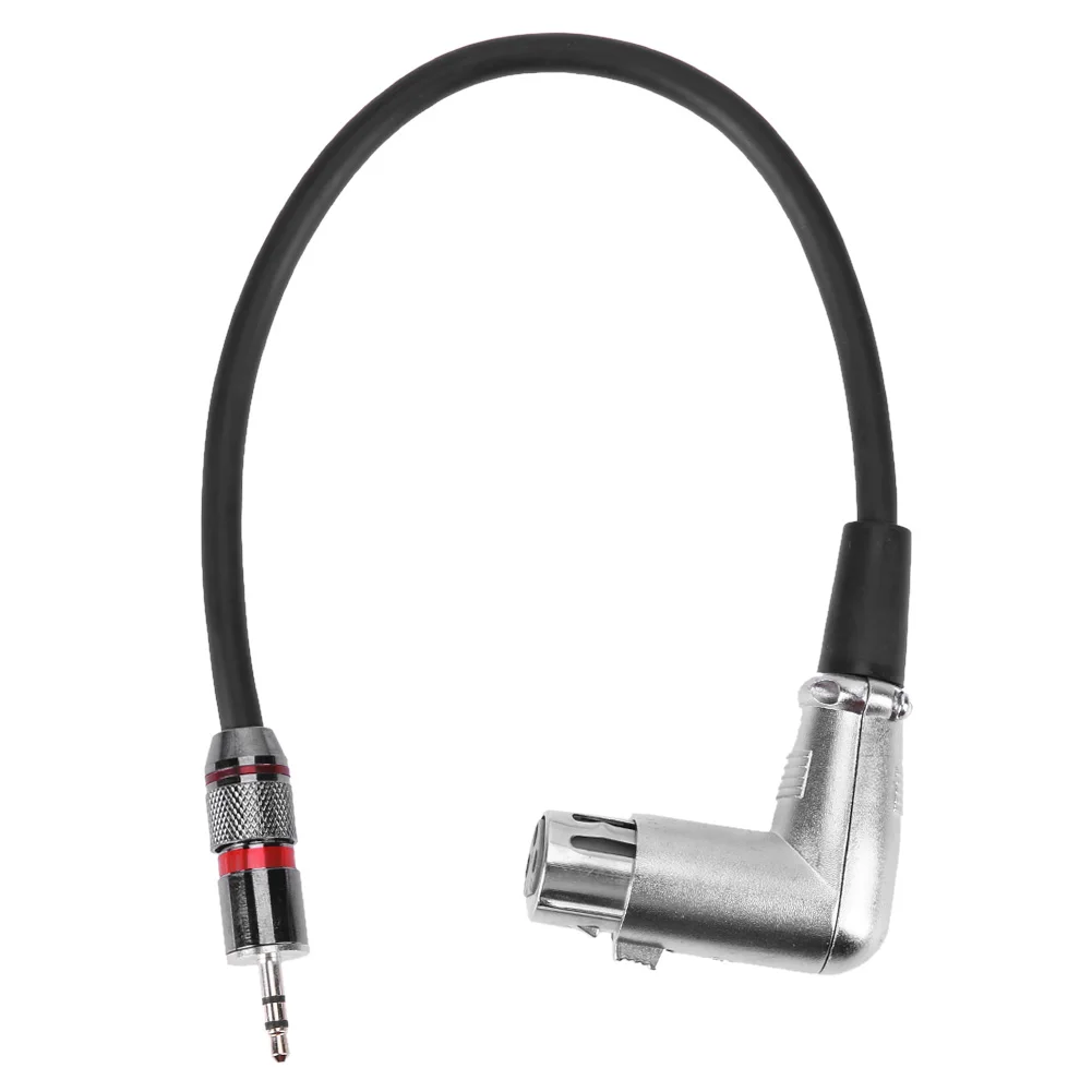 

90 Degree 3pin XLR Female to 3.5mm 1/8'' TRS Male Audio Adapter Cable, Metal Connector L Shape XLR to TRS for Stereo Microphone