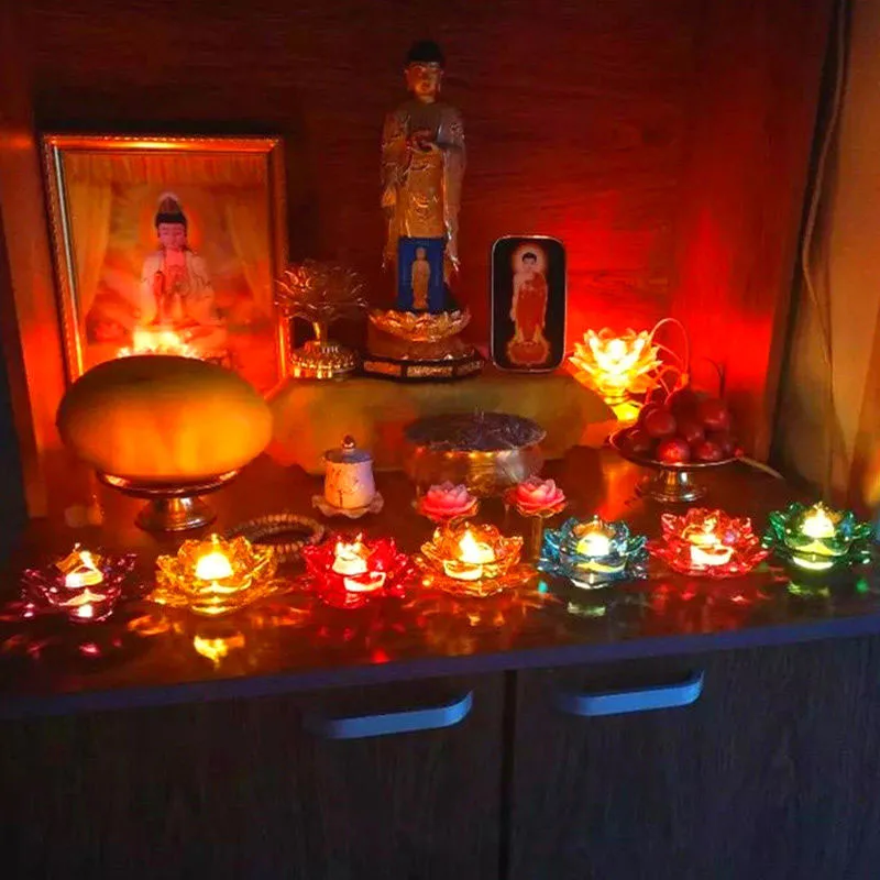 Красочные Хрустальные стеклянные лотоса подсвечник лампа Будды буддийский геометрический подсвечник форнасетти держит свечи канделы украшения