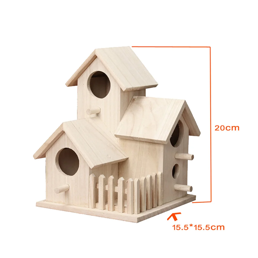 

Hut House Garden Wooden Box DIY Pet Toy Bird Nest Creative House Shaped Wooden Birdhouse Hanging Nest Home Garden Decoration