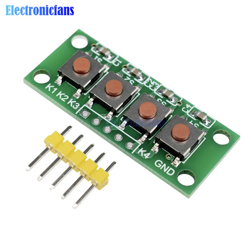 

1x4 4 Keys Button 5 Pin Keypad Keyboard Module Mcu Board for Arduino Student Class Design Graduation Project Experiment DIY Kit