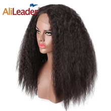 Alileader black 24inch Heat Resistant Lace Fron Wig Yaki Kinky Straight Synthetic Lace Frontal Wig Kanekalon Wigs for sale Alileader black 24inch Heat Resistant Lace Fron Wig Yaki Kinky Straight Synthetic Lace Frontal Wig Kanekalon Wigs for sale