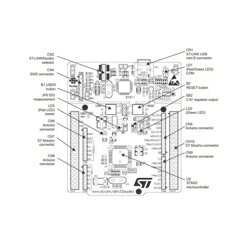 Официальная демонстрационная плата ST NUCLEO-F103RB STM32F103RB для Arduino Cortex-M0