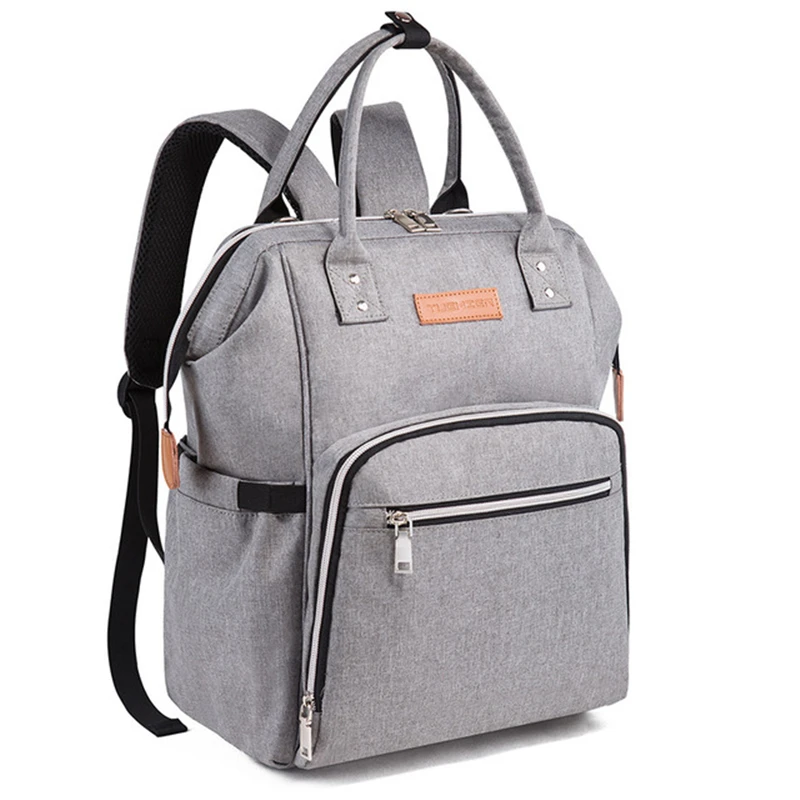 

Fashion Mummy Maternity Nappy Bag Large Baby Bag Gray Travel Backpack for mom Multifunctional Diaper Bags with PVC Bottom