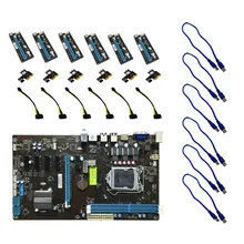 6 GPU Mining Motherboard with 6Pcs PCI-E Extender Riser Card Support DDR3 USB Computer Mainboard For BTC Eth Rig Ethereum