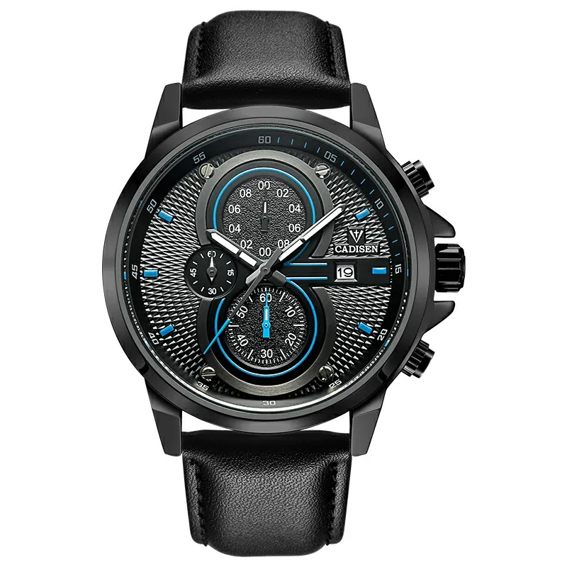 

CADISEN Top Mens Watch Fashion Sport Military Army Chronograph Date Display Waterproof Men Quartz Watch Stainless Steel Band