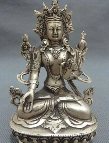 Тибетская Серебряная буддийская Статуэтка с защитой джосса 7 глаз лотоса белая