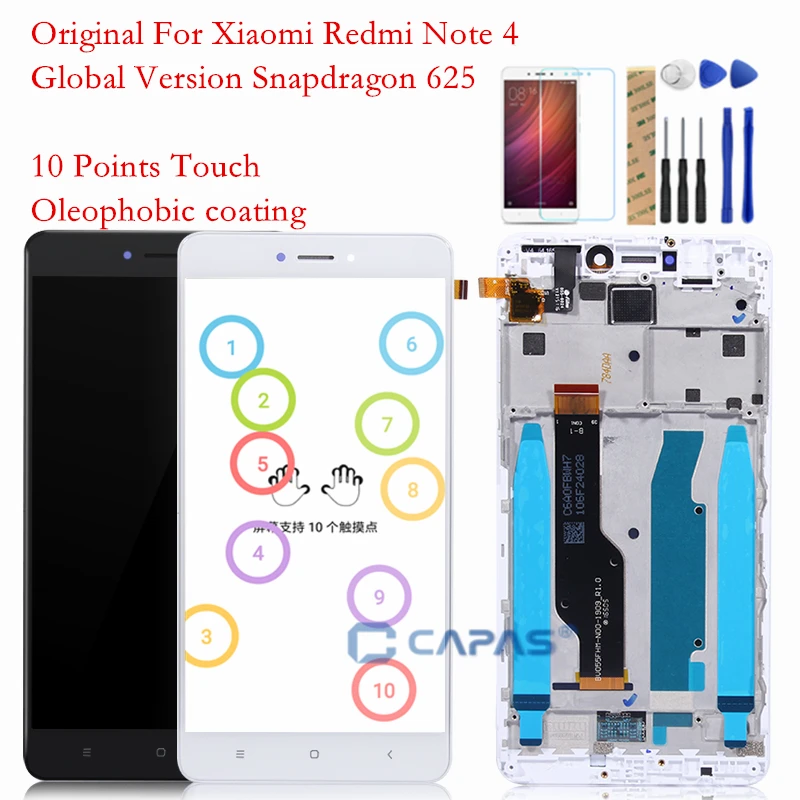 

Original Screen For Xiaomi Redmi Note 4 LCD Display Frame Touch Panel Snapdragon 625 Note 4 Global 4GB 64GB LCD Digitizer Parts
