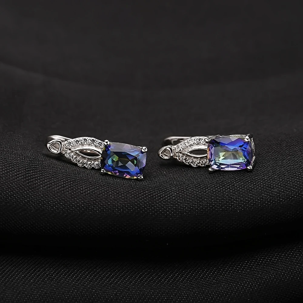 Gem's Ballet 3.78Ct натуральный Blueish мистический кварцевый камень серьги-гвоздики для женщин 925 пробы серебряные классические серьги ювелирные изделия