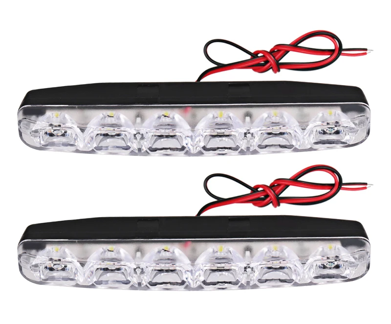

High Quality 1 Pair DRL 6 LEDs Car Daytime Running Lights DC 12V Auto LED Fog Light Driving Lamps Super Bright Car styling