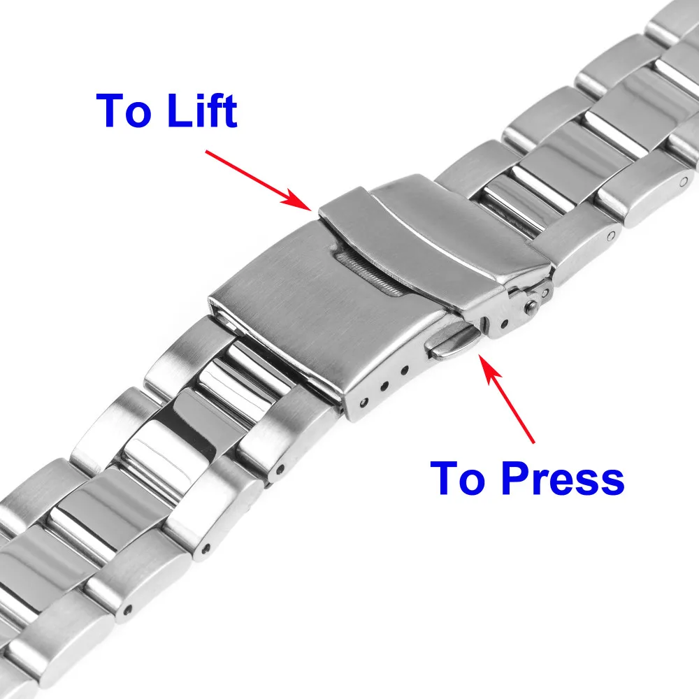 Ремешок для часов из нержавеющей стали 18 мм, 20 мм, 22 мм, 24 мм для Baume& Mercier, безопасная Пряжка, ремешок для часов, браслет на запястье