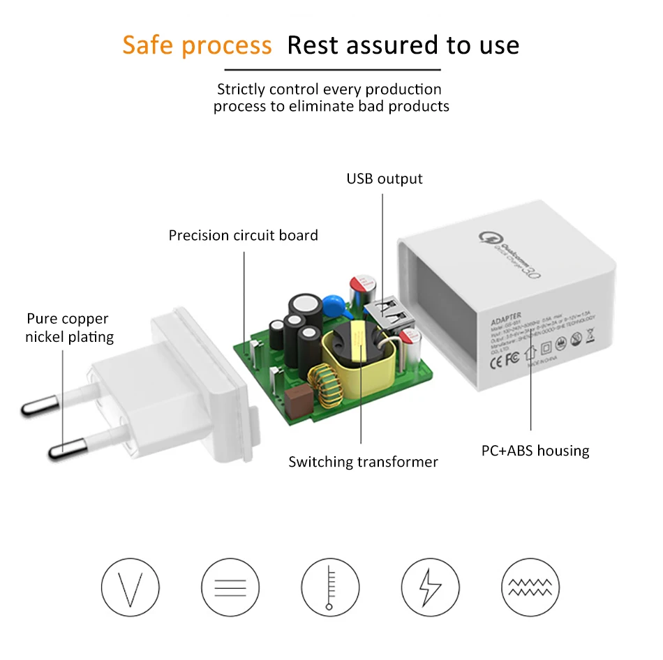 Universal EU Portable Fast Charging Travel Quick Charge For iPhone X 8 Samsung Xiaomi Huawei Sony QC 2.0 3.0 USB Charger Adapter (4)