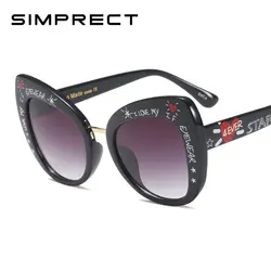 SIMPRECT большой кошачий глаз солнцезащитные очки Для женщин 2019 модные роскошные Ретро Письмо большие солнцезащитные очки Брендовая