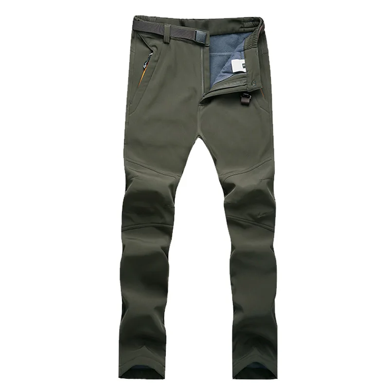 Pantalones de senderismo al aire libre de la luz del Ártico que hacen senderismo de las mujeres de lana grueso cálido elástico suave Shell pantalones transpirables a prueba de viento