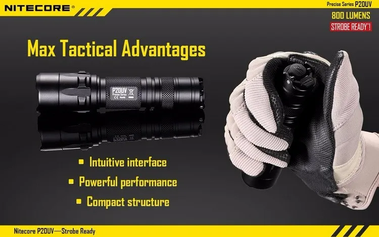 NITECORE P20 P20UV CREE U2 светодиоды ультрафиолетовая Экипировка силовые военные уличные походные охотничьи Тактические фонарики