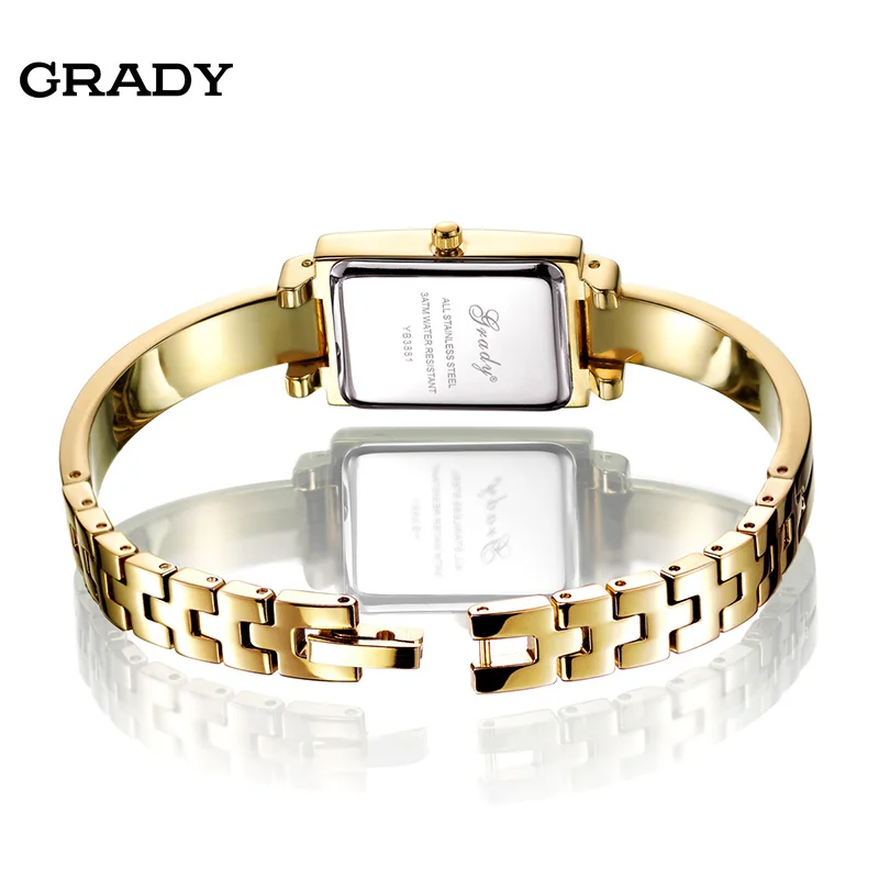 Новый бренд Grady модные 18k позолоченные женские часы 3atm водонепроницаемые