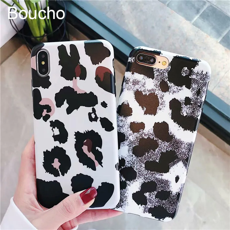 

Boucho Geometric graffiti cases for iPhone 6 6s 7 8 plus soft IMD phone case for Apple iphone X Xs MAX XR Leopard print cover