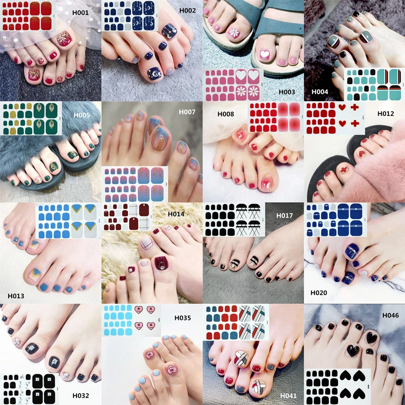 

10/20/30/50 pcs Beauty Nail Art Toe Stickers Full Covered Decal Tips Feet DIY Decorations Adhesive Manicure Accessory