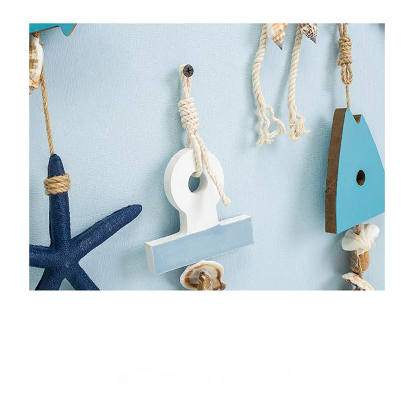 Mediterranean wooden fish string pendant natural shellfish skewer iron anchor string dolphin string small fish string shell wood