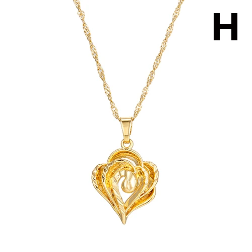 Ethlyn романтические юбилейные ювелирные изделия золотого цвета Кулон в виде сердца с 45 см ожерелья для женщин девочек свадебные подарки для подруги жены - Окраска металла: H