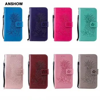 

For Galaxy S10 Lite Note 9 S9 (A6 A8 )2018 P30 P Smart 2019 Imprint Pineapple Flower Leather Wallet Case Flip Cover Slot 100PCS