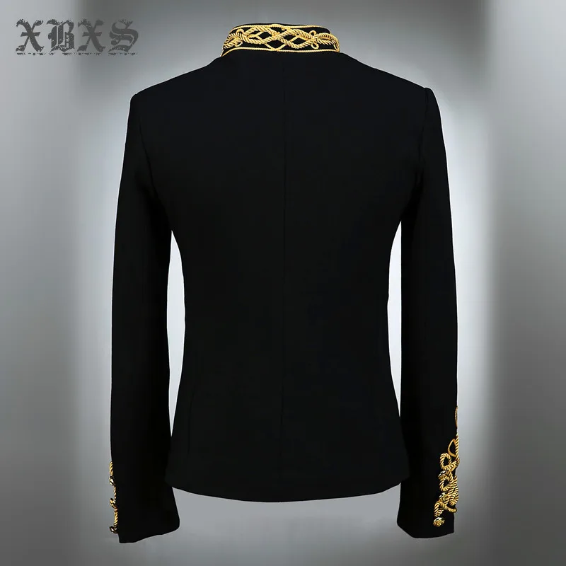 Gold Embroidery Jacket Coat Men Stylish Blazer Black Nightclub Male Singer Host Costume European Style C Studio Stage Wears