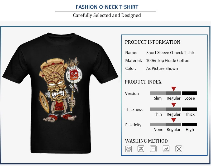 Wilson Warrior Tiki God T Shirts Prevalent Mens ostern Day Tops Shirt 3D Printed Clothing Shirt Round Collar 100% Cotton Wilson Warrior Tiki God