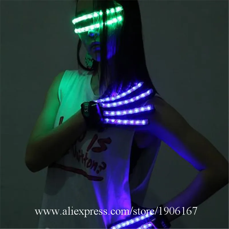 LED Gloves Luminous Flower Finger Light Gloves Party Supplies Dancing Club Props Stage Costumes LED Gloves Glasses06
