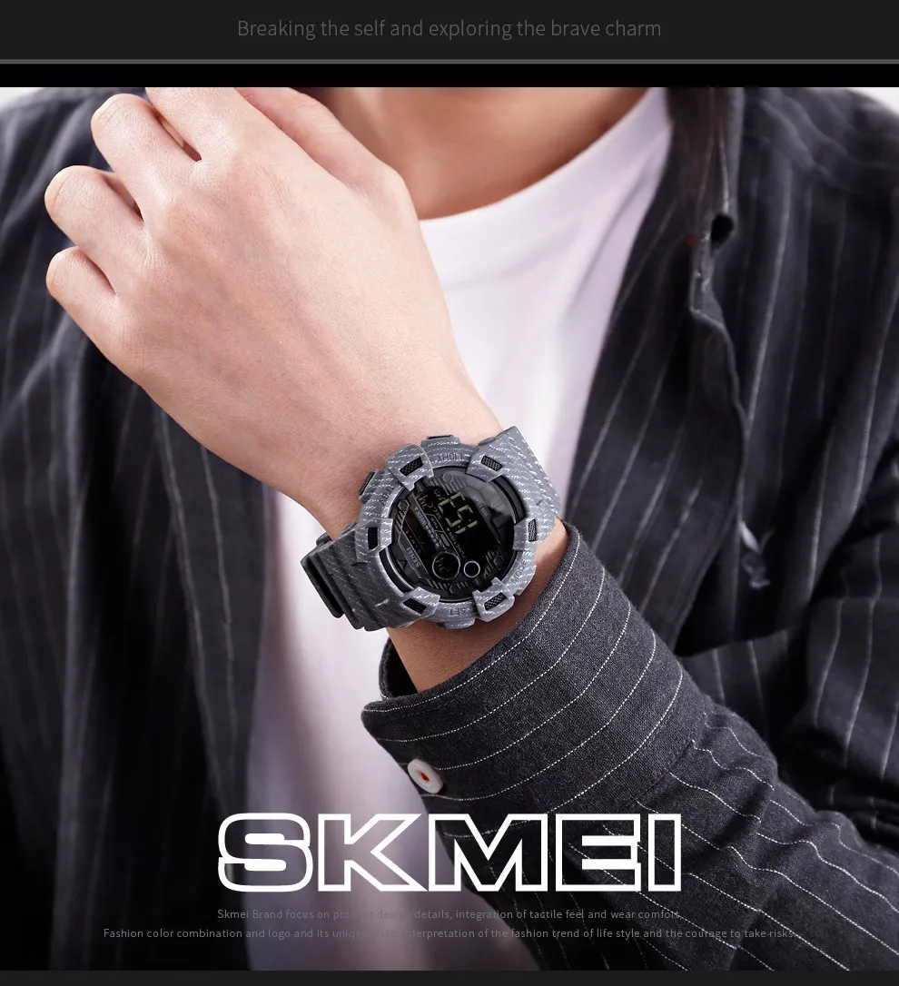 SKMEI Fashion Sport Watch Men Alarm Clock Cowboy Waterproof Week Display Men Watches Denim Digital Watch relogio masculino 1472 lige design watch