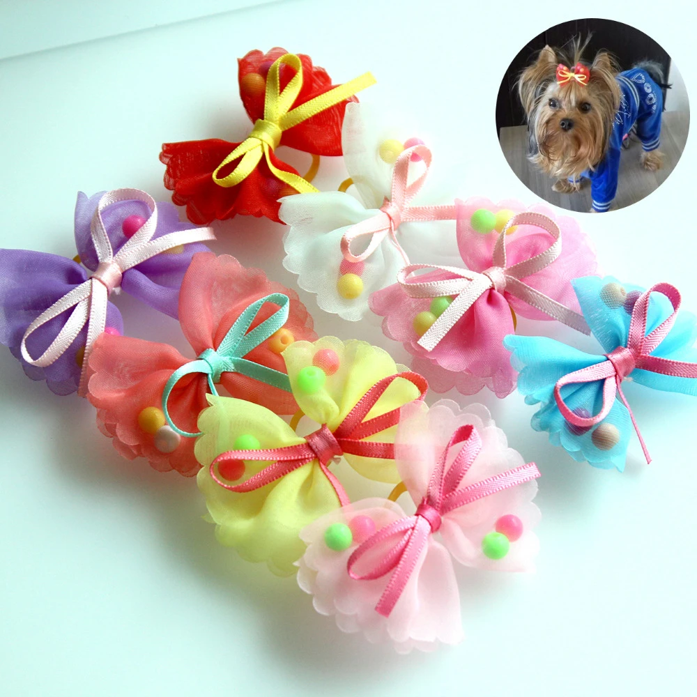 Dog bows with rubber bands Clearance