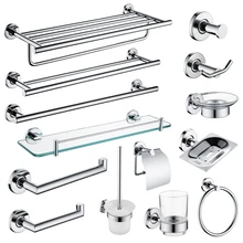Mirror Plated Bathroom Hardware Set Wall Mounted Soap Dish Robe Hook Towel Ring Roll Paper Holder Toilet Brush Holder SUS 304 aodeyi black sus 304 stainless steel bath hardware set brush holder paper holder towel bar shelf soap dish robe hook