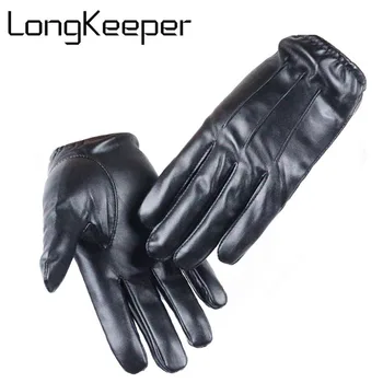 

LongKeeper Thickening Gloves Men PU Leather Glove Full Finger Winter Mittens Guantes Mujer Luvas De Inverno Eldiven