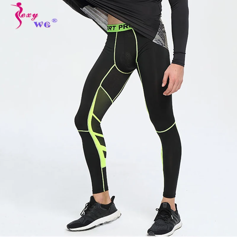 

SEXYWG Running Tight Men Sport Pants Compression Trousers Quick Dry Elastic Pant Gym Male Casual Yoga Pants Leggings for Fitness