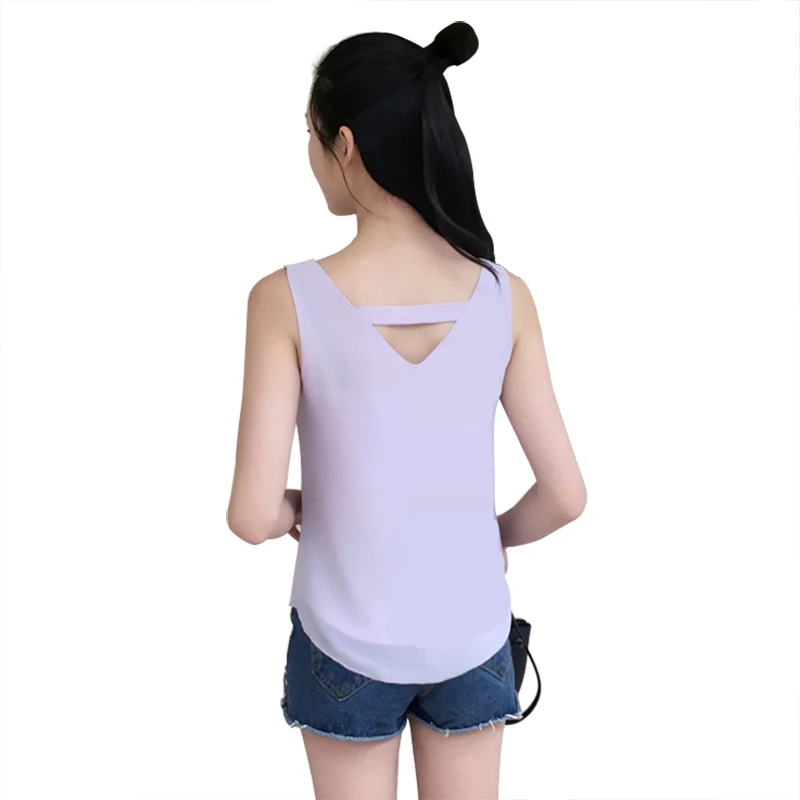 

Women Chiffon Shirts Summer 2018 Casual Female Tops Clothes Plus Size 6XL Loose Sleeveless Thin And Light Chiffon Blouse Fashion