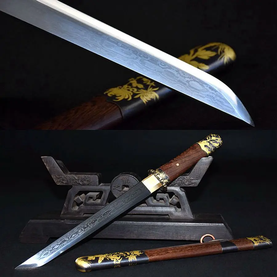 52CM*Samurai Short Straight Swords Knife Full Tang Damascus Steel Sharpness For Cutting Japanese Tanto Sword Katana | Дом и сад